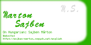 marton sajben business card